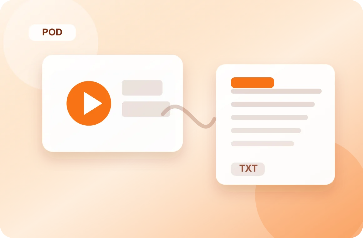 Podcast to Transcript source media becoming editable transcript text