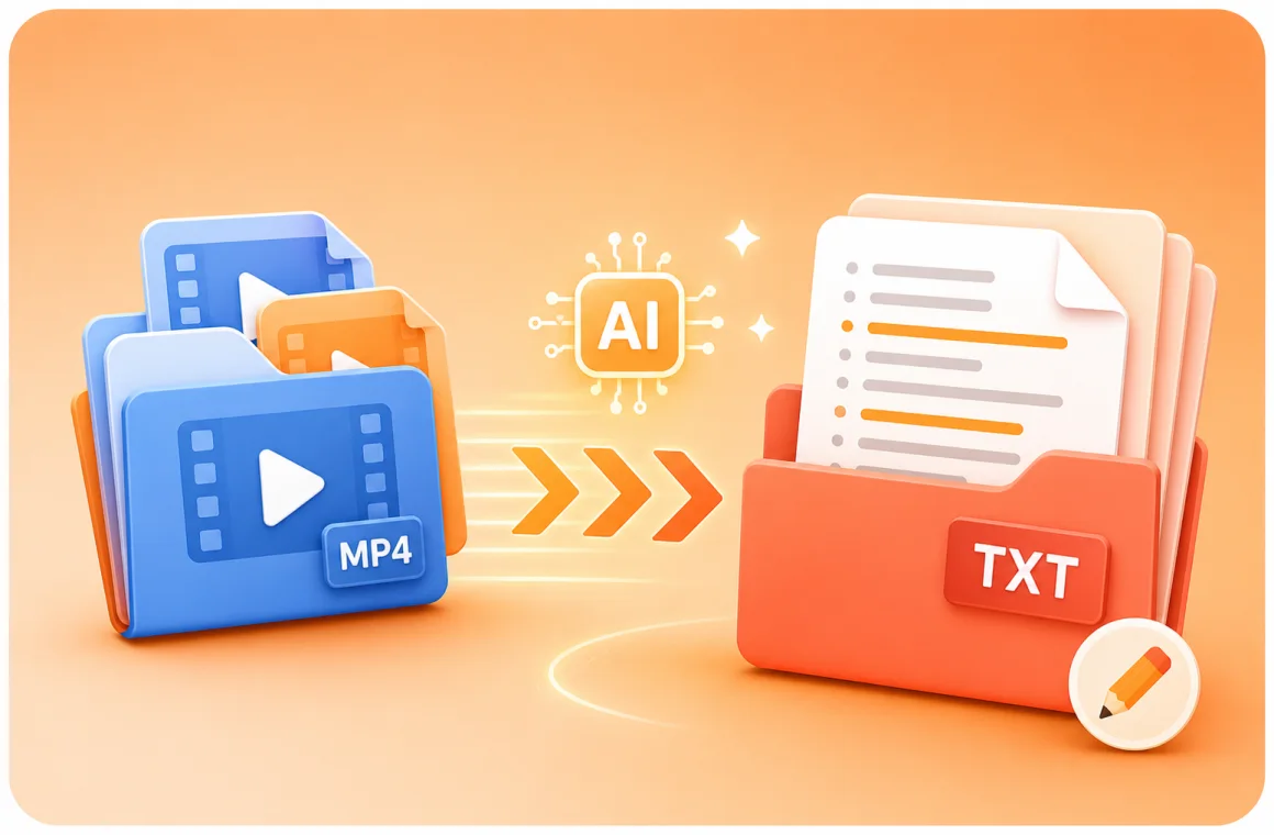 Batch MP4 video files converting into TXT transcript files