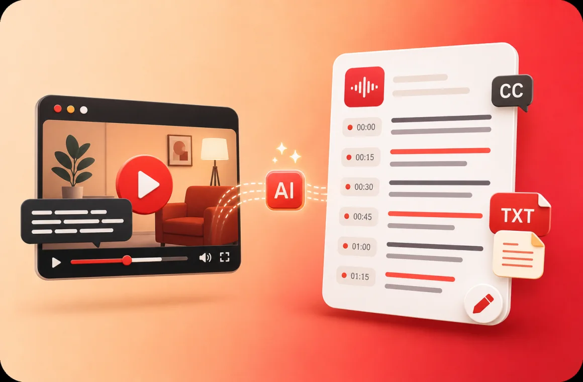 Online video content converting into an editable transcript